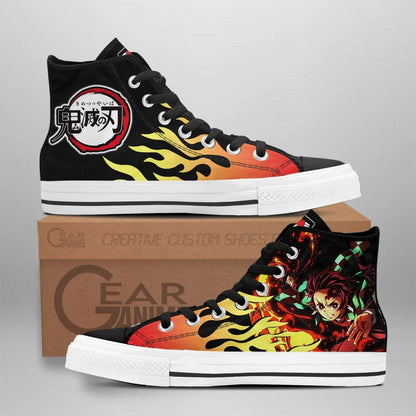 Tanjiro Fire High Top Shoes Anime Flame Style