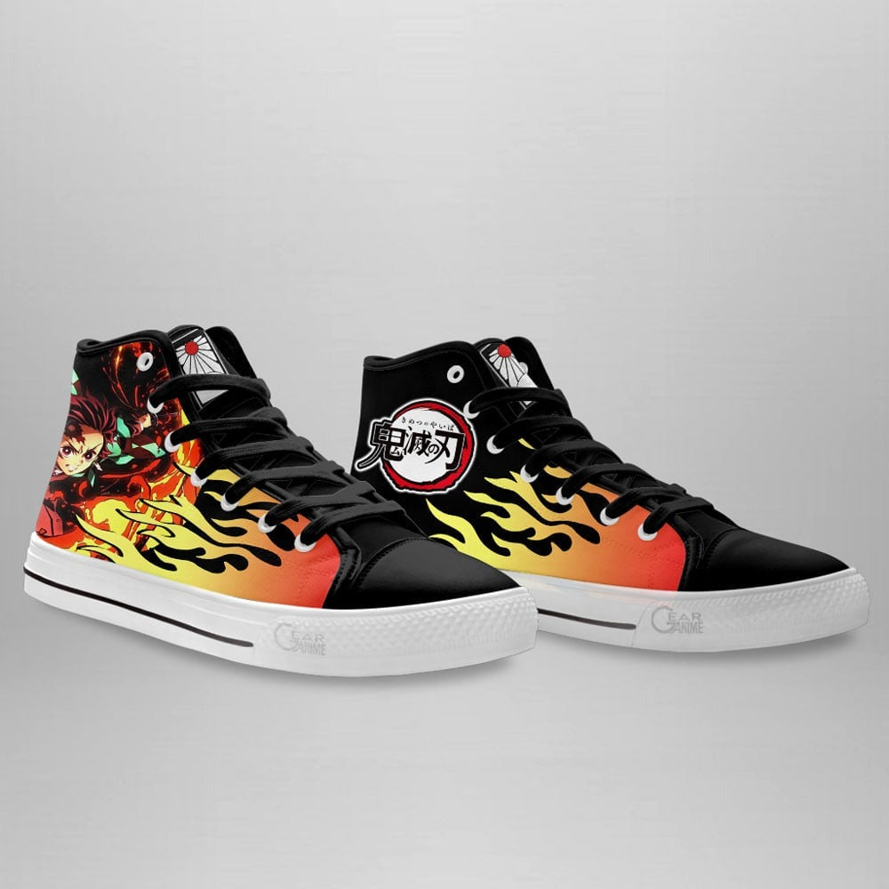 Tanjiro Fire High Top Shoes Anime Flame Style