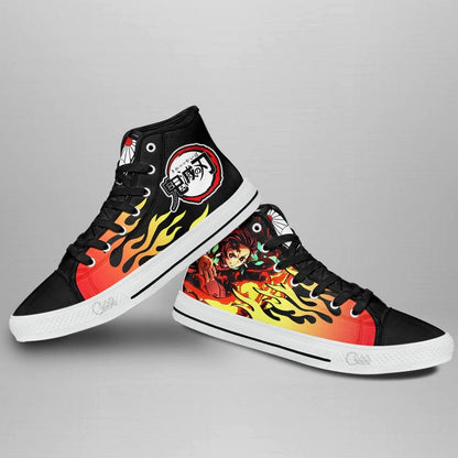 Tanjiro Fire High Top Shoes Anime Flame Style