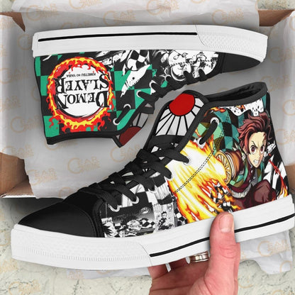 Tanjiro Fire High Top Shoes Custom Anime Sneakers