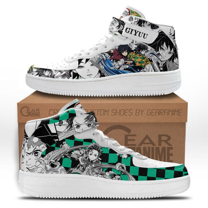 Tanjiro Giyu Sneakers Air Mid Anime Shoes Mix Manga