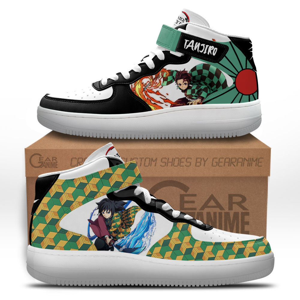 Tanjiro and Giyu Sneakers Air Mid Custom Anime Shoes