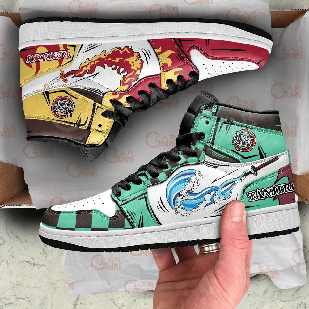 Tanjiro and Rengoku Sneakers Custom Breathing Anime Shoes