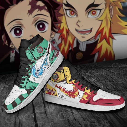 Tanjiro and Rengoku Sneakers Custom Breathing Anime Shoes