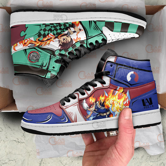 Tanjiro and Shoto Todoroki Shoes Custom For Anime Fans