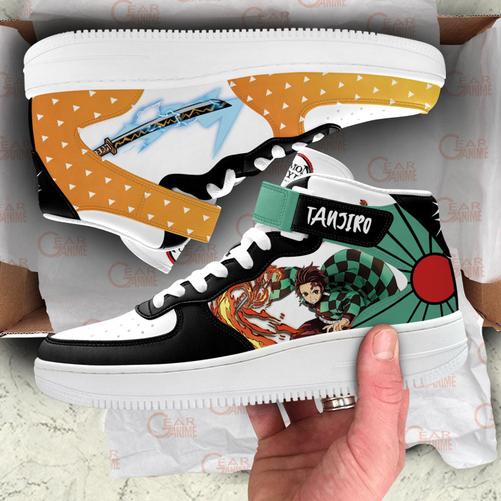 Tanjiro and Zenitsu Sneakers Air Mid Custom Anime Shoes