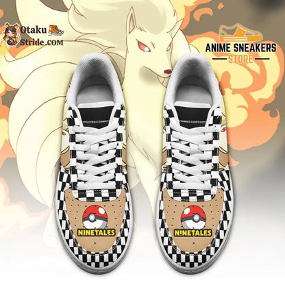 Pokemon Shoes Ninetales Sneakers Checkerboard Design