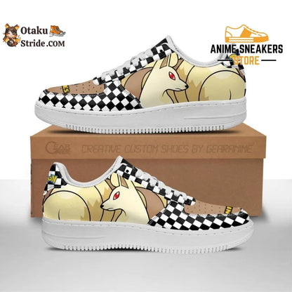 Pokemon Shoes Ninetales Sneakers Checkerboard Design