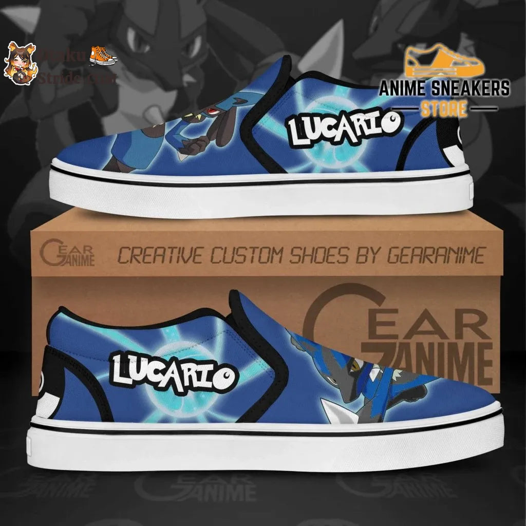 Custom Lucario Anime Shoes – Unique Pokemon Slip On Footwear