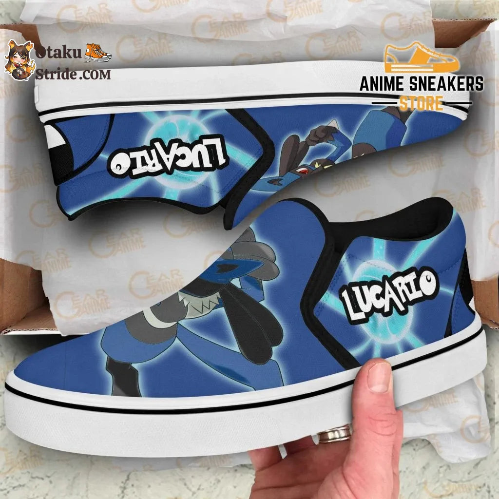 Custom Lucario Anime Shoes – Unique Pokemon Slip On Footwear