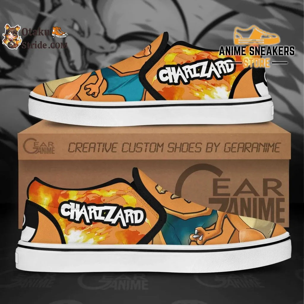 Custom Pokemon Charizard Slip-On Anime Shoes meets anime edge