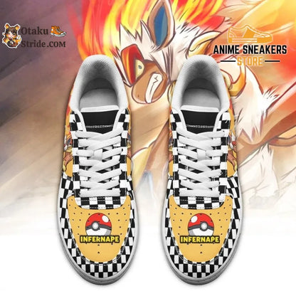 Custom Pokemon Infernape Checkerboard Anime Sneakers