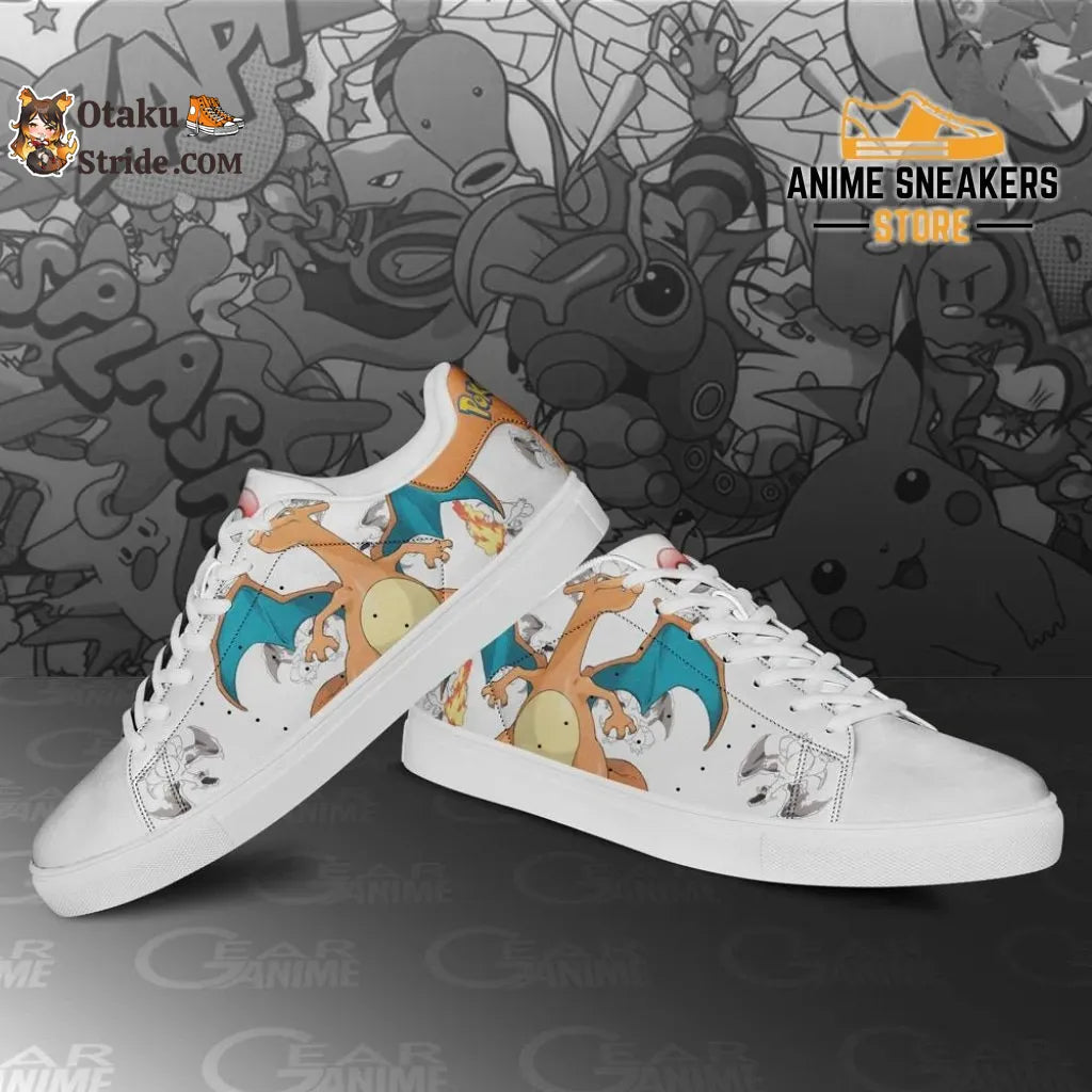 Custom Pokemon Charizard Anime Skate Shoes Fiery style for trainers