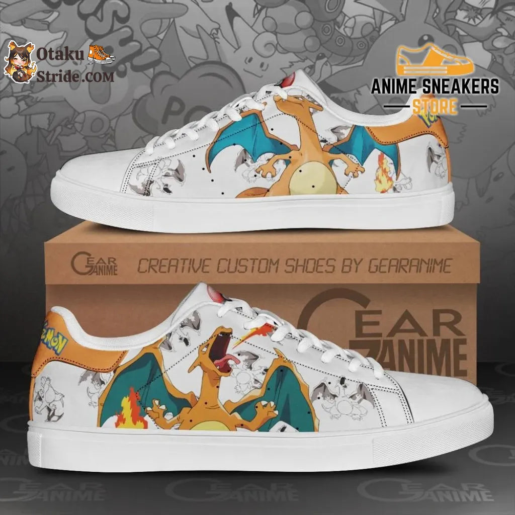 Custom Pokemon Charizard Anime Skate Shoes Fiery style for trainers