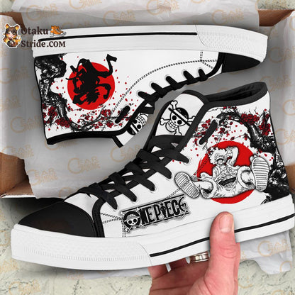 Anime Luffy Gear 5 High Top Shoes – One Piece Sneakers with Japan Style Print