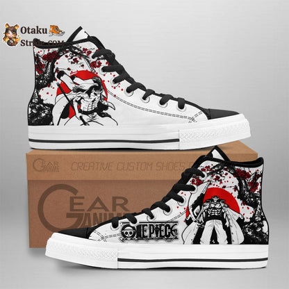 Anime One Piece High Top Sneakers with Custom Print – Japan Style Footwear for Edward Newgate Fans