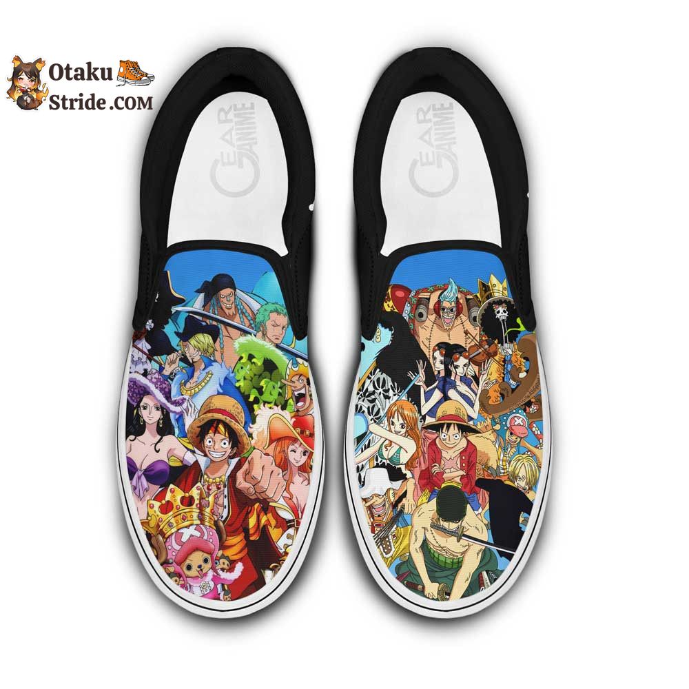 Anime Straw Hat Pirates Slip On Sneakers – Custom One Piece Shoes for Fans