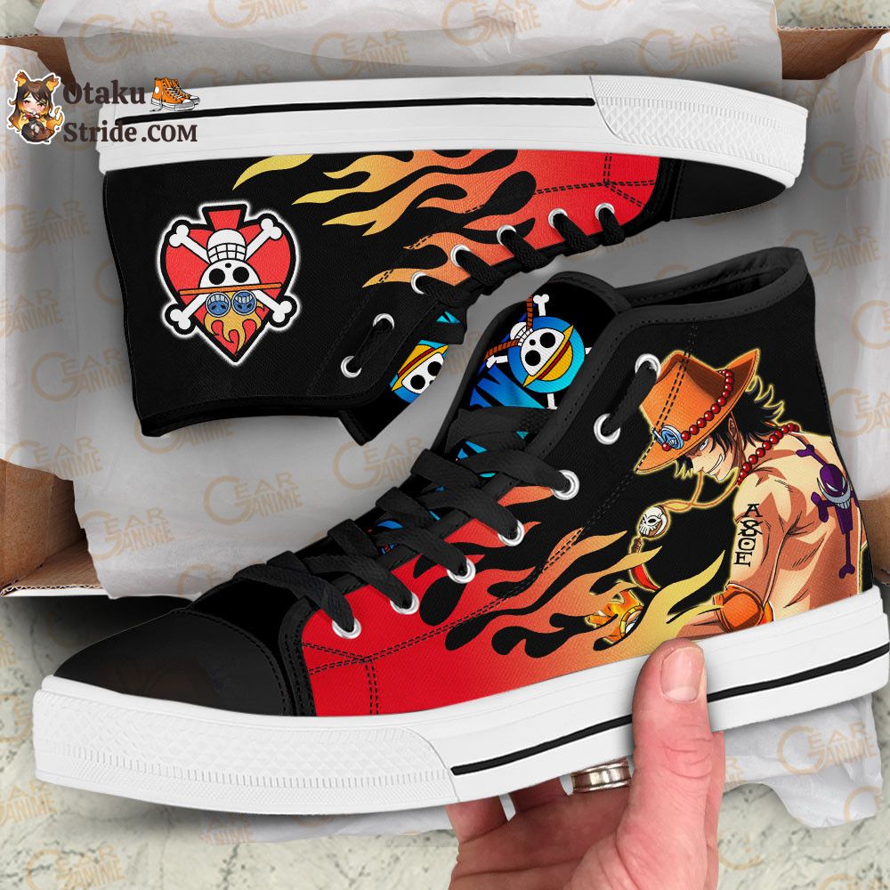 Custom Anime High Top Shoes One Piece Sneakers for Ace D. Portgas Fans