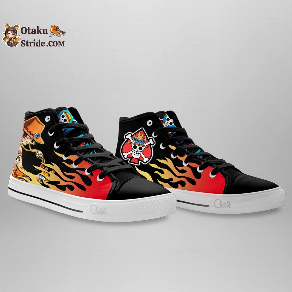 Custom Anime High Top Shoes One Piece Sneakers for Ace D. Portgas Fans