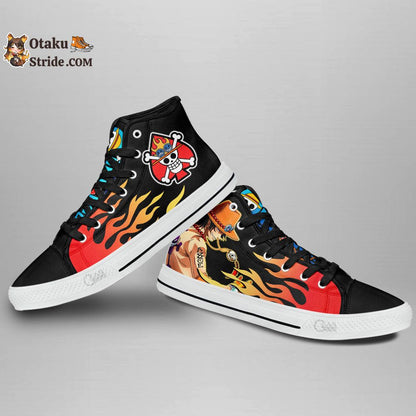 Custom Anime High Top Shoes One Piece Sneakers for Ace D. Portgas Fans