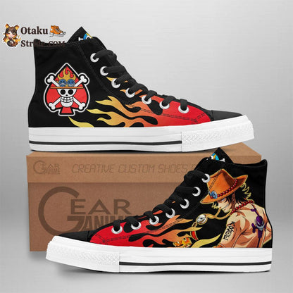 Custom Anime High Top Shoes One Piece Sneakers for Ace D. Portgas Fans