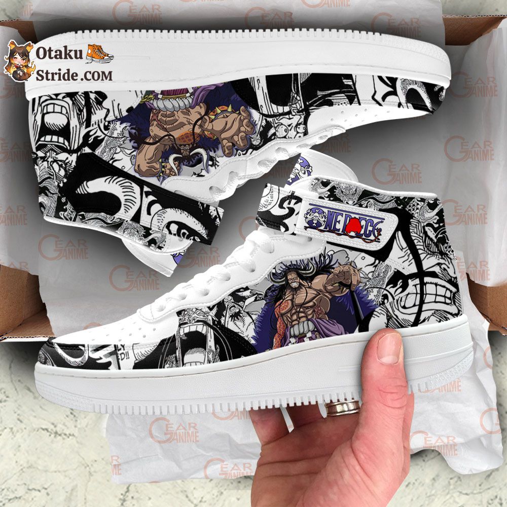 Custom Anime Kaido Sneakers Air Mid One Piece Manga Shoes for Fans