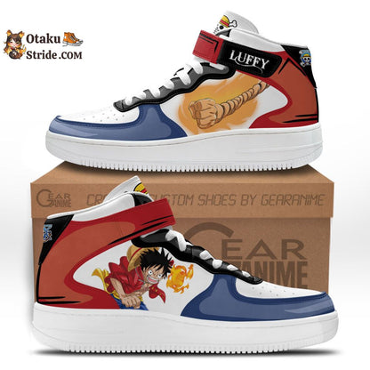 Custom Anime Luffy Sneakers – One Piece Air Mid Shoes for Fans