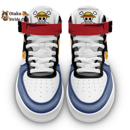 Custom Anime Luffy Sneakers – One Piece Air Mid Shoes for Fans