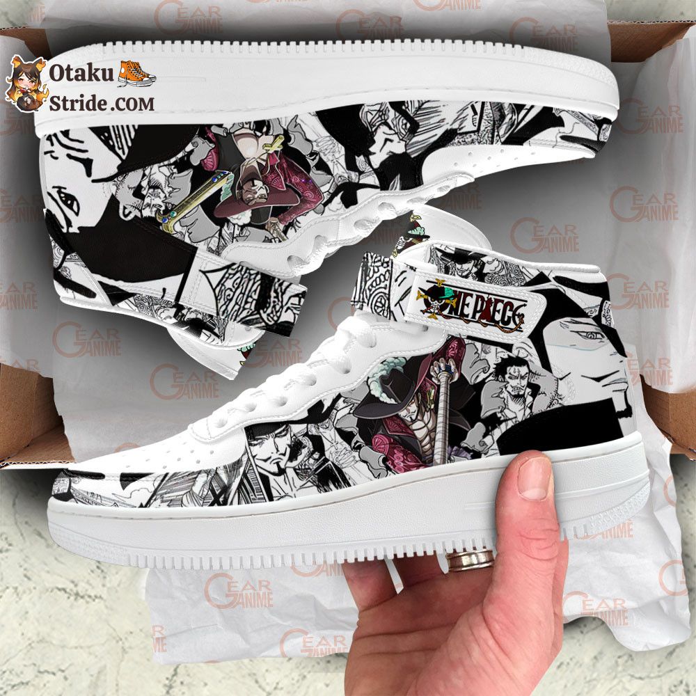 Custom Anime Mihawk Sneakers Air Mid One Piece Shoes Mix Manga