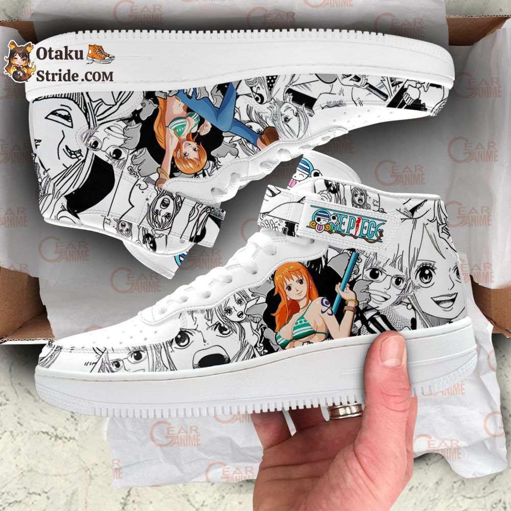 Custom Anime Nami Sneakers Air Mid One Piece Manga Shoes Mix