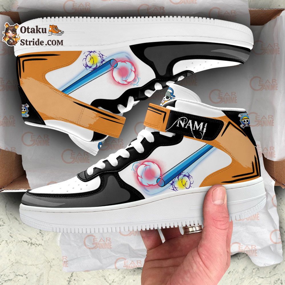 Custom Anime Nami Sneakers Air Mid One Piece Shoes  Perfect for Anime Fans