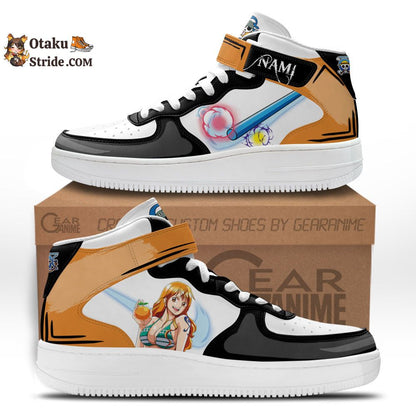 Custom Anime Nami Sneakers Air Mid One Piece Shoes  Perfect for Anime Fans