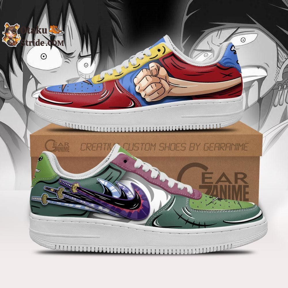 Custom Anime One Piece Air Sneakers featuring Zoro and Luffy