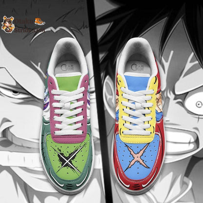 Custom Anime One Piece Air Sneakers featuring Zoro and Luffy