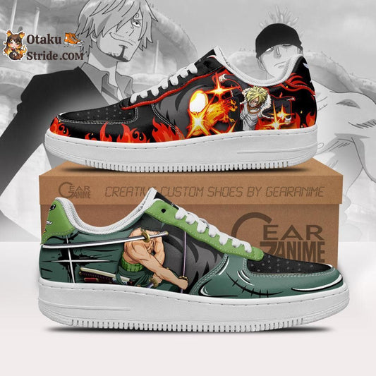 Custom Anime One Piece Air Sneakers featuring Zoro and Sanji Designs