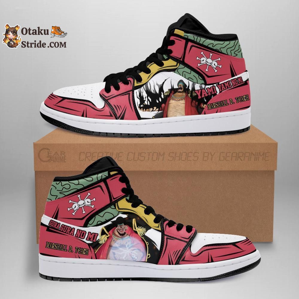 Custom Anime One Piece Blackbeard Sneakers with Yami Yami No Mi Design