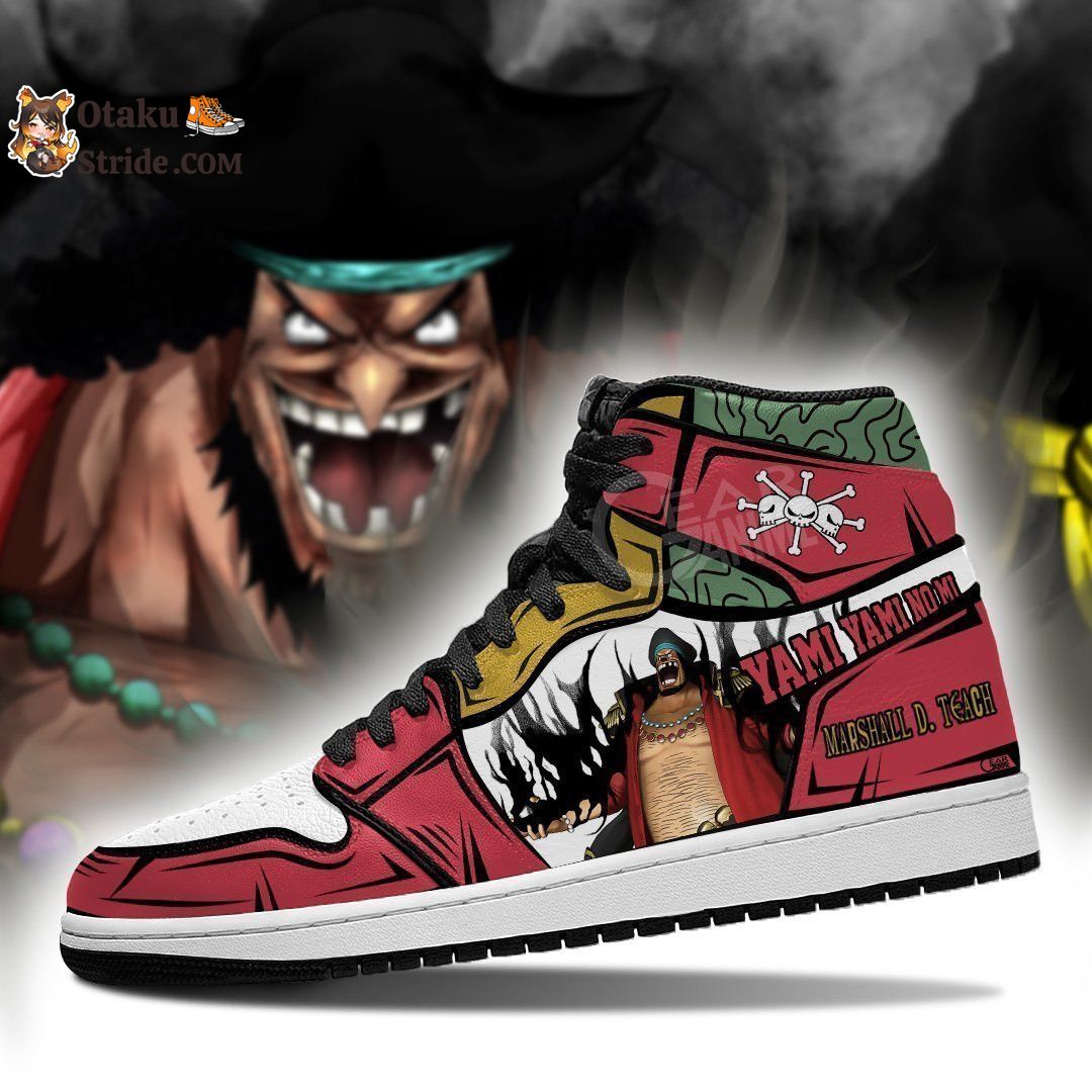 Custom Anime One Piece Blackbeard Sneakers with Yami Yami No Mi Design