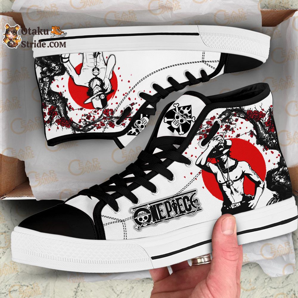 Custom Anime One Piece High Top Sneakers – Portgas Ace Japan Style Footwear