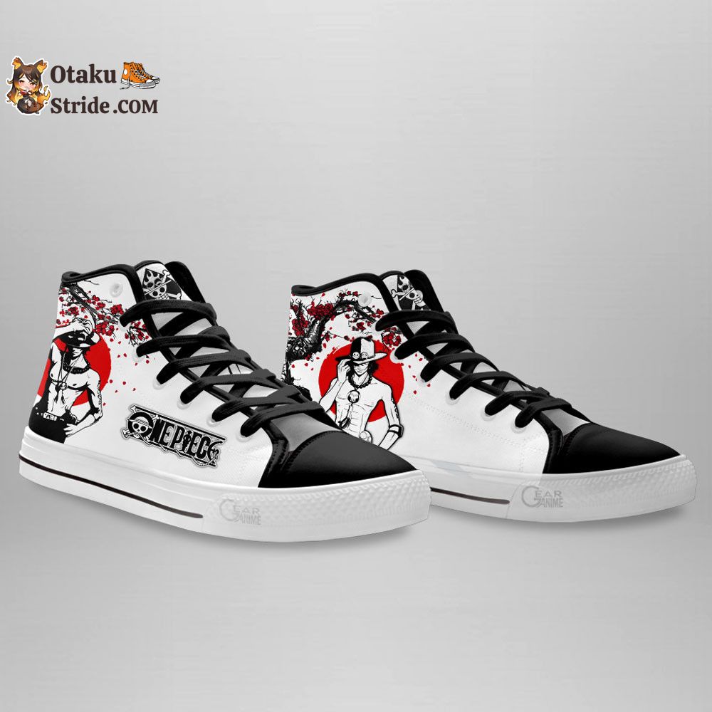 Custom Anime One Piece High Top Sneakers – Portgas Ace Japan Style Footwear