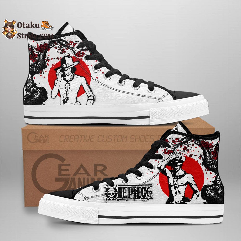 Custom Anime One Piece High Top Sneakers – Portgas Ace Japan Style Footwear