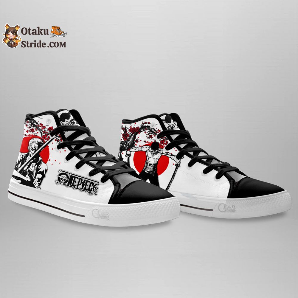 Custom Anime One Piece High Top Sneakers – Zoro Japan Style Footwear