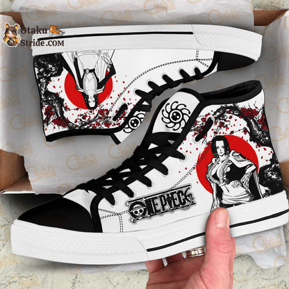 Custom Anime One Piece High Top Sneakers with Boa Hancock Design – Japan Style Footwear