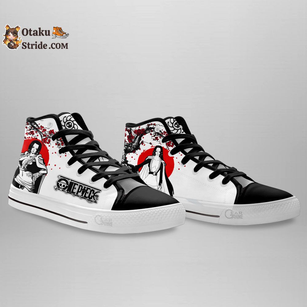 Custom Anime One Piece High Top Sneakers with Boa Hancock Design – Japan Style Footwear