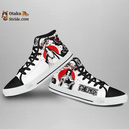 Custom Anime One Piece High Top Sneakers with Boa Hancock Design – Japan Style Footwear