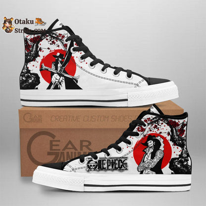 Custom Anime One Piece High Top Sneakers with Dracule Mihawk Design