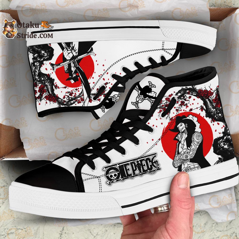 Custom Anime One Piece High Top Sneakers with Dracule Mihawk Design