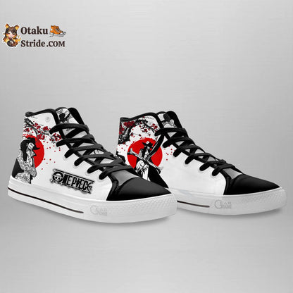 Custom Anime One Piece High Top Sneakers with Dracule Mihawk Design