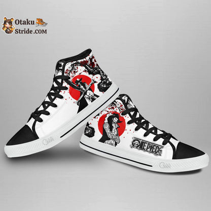 Custom Anime One Piece High Top Sneakers with Dracule Mihawk Design