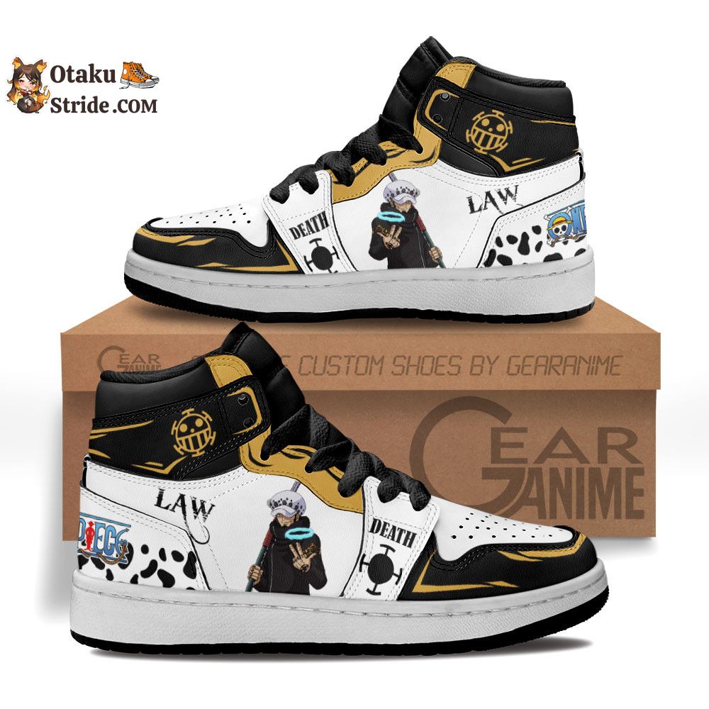 Custom Anime One Piece Kids Sneakers Featuring Law Trafalgar Design