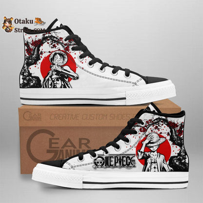 Custom Anime One Piece Luffy High Top Sneakers – Japan Style Footwear